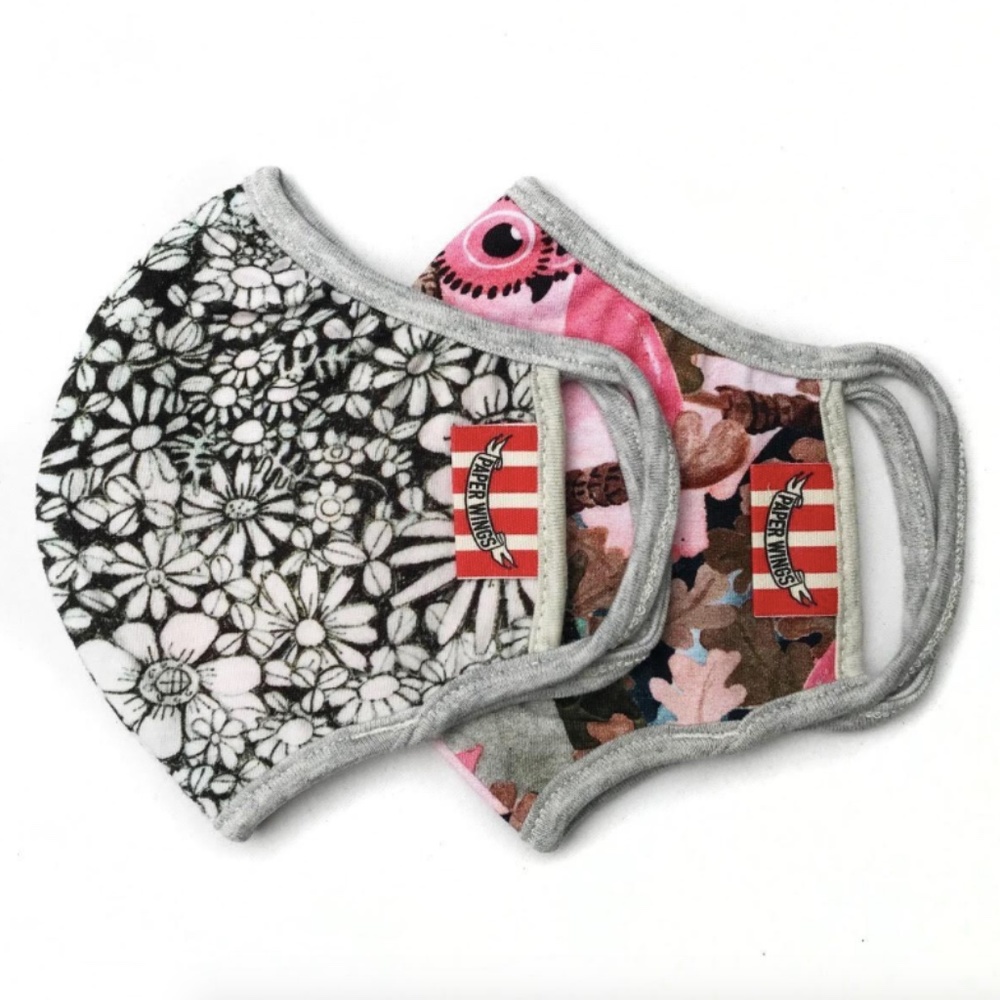 2 Upcycled Organic Cotton Kids Face Masks GM112